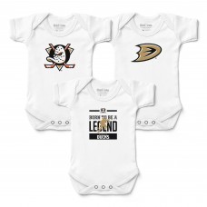 Малышам Anaheim Ducks Chad & Jake White Logo Bodysuit 3-Piece Set
