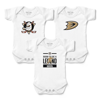 Малышам Anaheim Ducks Chad & Jake White Logo Bodysuit 3-Piece Set