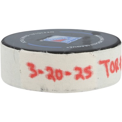 John Tavares Toronto Maple Leafs Fanatics Authentic Game-Used Goal Puck vs. New York Rangers on March 20, 2025 - Second of Two Goals Scored