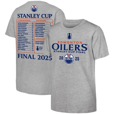 Футболка Youth Edmonton Oilers Fanatics Heather Gray 2025 Stanley Cup Final Roster