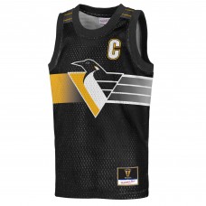 Подростковая Pittsburgh Penguins Mario Lemieux Mitchell & Ness Black Maxxed Out Fashion Basketball Jersey