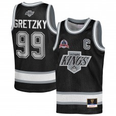 Подростковая Los Angeles Kings Wayne Gretzky Mitchell & Ness Black Maxxed Out Fashion Basketball Jersey