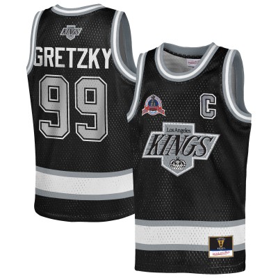 Подростковая Los Angeles Kings Wayne Gretzky Mitchell & Ness Black Maxxed Out Fashion Basketball Jersey