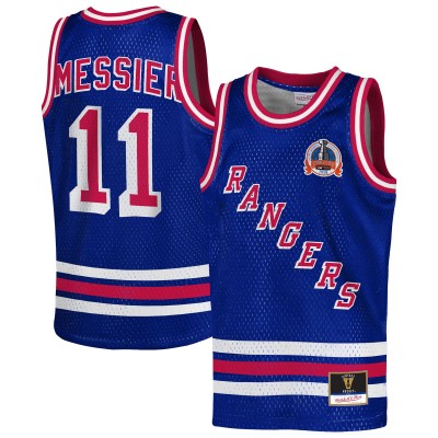 Подростковая New York Rangers Mark Messier Mitchell & Ness Blue Maxxed Out Fashion Basketball Jersey