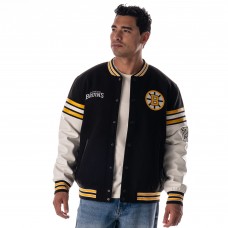 Unisex Boston Bruins The Wild Collective Black Drop Shoulder Full-Snap Varsity Jacket Unisex Boston Bruins The Wild Collective Black Drop Shoulder Full-Snap Varsity Jacket