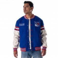 Unisex New York Rangers The Wild Collective Blue Drop Shoulder Full-Snap Varsity Jacket