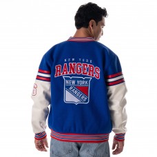 Unisex New York Rangers The Wild Collective Blue Drop Shoulder Full-Snap Varsity Jacket