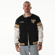 Unisex Pittsburgh Penguins The Wild Collective Black Drop Shoulder Full-Snap Varsity Jacket
