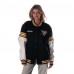 Unisex Pittsburgh Penguins The Wild Collective Black Drop Shoulder Full-Snap Varsity Jacket