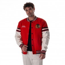 Unisex Chicago Blackhawks The Wild Collective Red Drop Shoulder Full-Snap Varsity Jacket