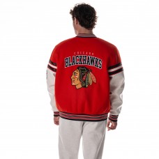 Unisex Chicago Blackhawks The Wild Collective Red Drop Shoulder Full-Snap Varsity Jacket