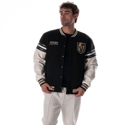 Unisex Vegas Golden Knights The Wild Collective Black Drop Shoulder Full-Snap Varsity Jacket
