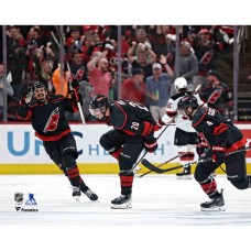Sebastian Aho Carolina Hurricanes Unsigned Fanatics Authentic 2025 Stanley Cup Playoffs First Round Game 5 Double Overtime Goal Celebration Photograph