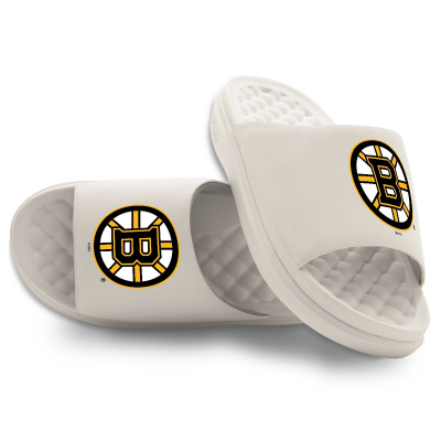 Youth Boston Bruins ISlide Cream Primary Motive Slide Sandals