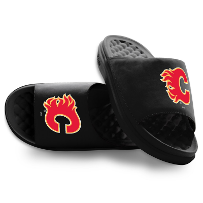 Unisex Calgary Flames ISlide Black Primary Motive Slide Sandals