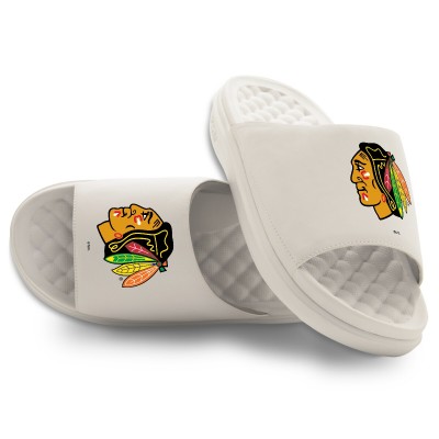 Unisex Chicago Blackhawks ISlide Cream Primary Motive Slide Sandals