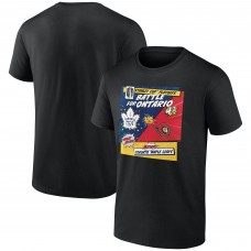 Футболка Toronto Maple Leafs vs. Ottawa Senators Black 2025 Stanley Cup Playoffs Rivalry Comic Pop