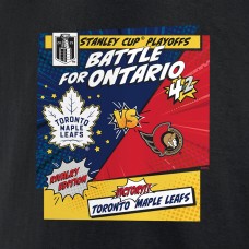 Футболка Toronto Maple Leafs vs. Ottawa Senators Black 2025 Stanley Cup Playoffs Rivalry Comic Pop