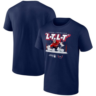 Футболка Washington Capitals Logan Thompson Navy 2025 Stanley Cup Playoffs L-T, L-T Micro Moment