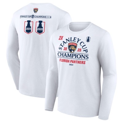 Футболка с длинным рукавом Florida Panthers Fanatics White Two-Time Stanley Cup Champions Top Line