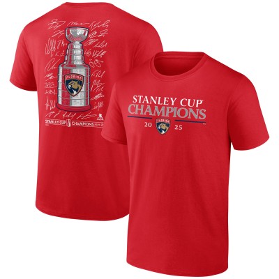 Футболка Florida Panthers Fanatics Red 2025 Stanley Cup Champions Signature Roster