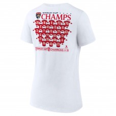 Футболка Женская Florida Panthers Fanatics White 2025 Stanley Cup Champions Jersey Roster V-Neck