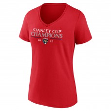 Футболка Женская Florida Panthers Fanatics Red 2025 Stanley Cup Champions Signature Roster V-Neck