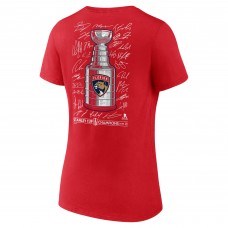 Футболка Женская Florida Panthers Fanatics Red 2025 Stanley Cup Champions Signature Roster V-Neck