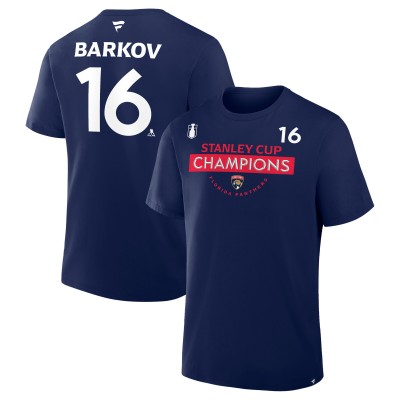 Футболка Florida Panthers Aleksander Barkov Fanatics Navy 2025 Stanley Cup Champions Authentic Pro Name & Number