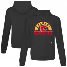 Calgary Flames Levelwear Black Relay Banner Arch Pullover Hoodie