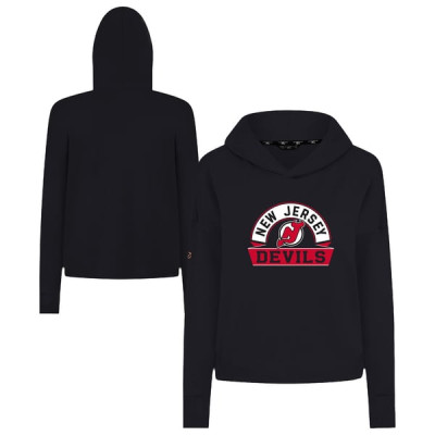Женская толстовка New Jersey Devils Levelwear Black Sweet Banner Arch Tri-Blend Cropped