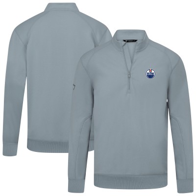 Edmonton Oilers Levelwear Gray Upright Tri-Blend Quarter-Zip Pullover