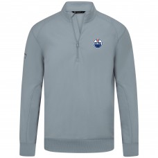Edmonton Oilers Levelwear Gray Upright Tri-Blend Quarter-Zip Pullover