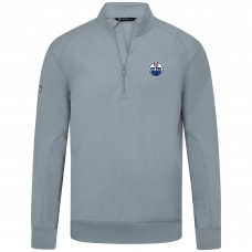 Edmonton Oilers Levelwear Gray Upright Tri-Blend Quarter-Zip Pullover
