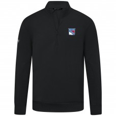 New York Rangers Levelwear Black Upright Tri-Blend Quarter-Zip Pullover