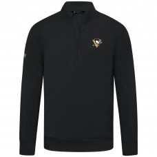 Pittsburgh Penguins Levelwear Black Upright Tri-Blend Quarter-Zip Pullover