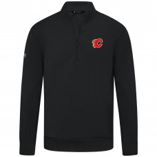 Calgary Flames Levelwear Black Upright Tri-Blend Quarter-Zip Pullover