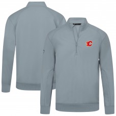 Calgary Flames Levelwear Gray Upright Tri-Blend Quarter-Zip Pullover