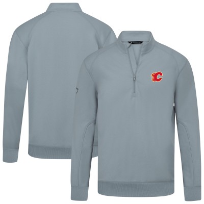 Calgary Flames Levelwear Gray Upright Tri-Blend Quarter-Zip Pullover