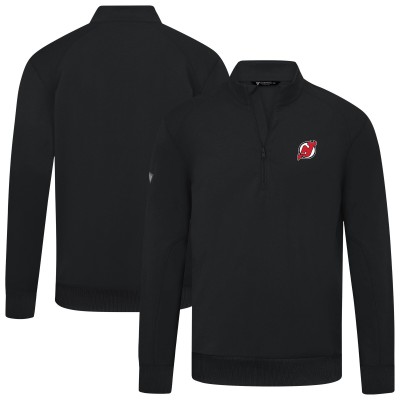 New Jersey Devils Levelwear Black Upright Tri-Blend Quarter-Zip Pullover