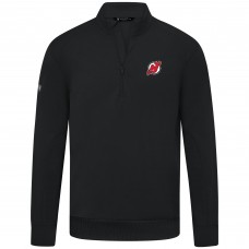 New Jersey Devils Levelwear Black Upright Tri-Blend Quarter-Zip Pullover