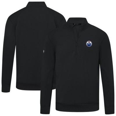 Edmonton Oilers Levelwear Black Upright Tri-Blend Quarter-Zip Pullover
