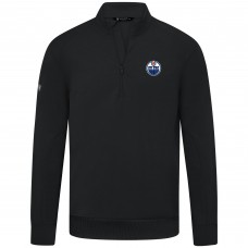 Edmonton Oilers Levelwear Black Upright Tri-Blend Quarter-Zip Pullover