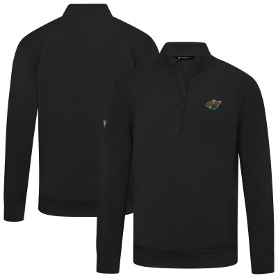 Minnesota Wild Levelwear Black Upright Tri-Blend Quarter-Zip Pullover