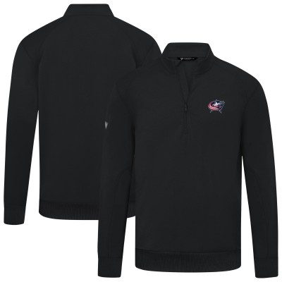 Columbus Blue Jackets Levelwear Black Upright Tri-Blend Quarter-Zip Pullover