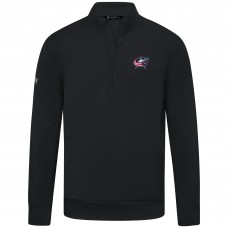 Columbus Blue Jackets Levelwear Black Upright Tri-Blend Quarter-Zip Pullover