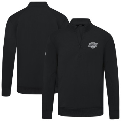 Los Angeles Kings Levelwear Black Upright Tri-Blend Quarter-Zip Pullover