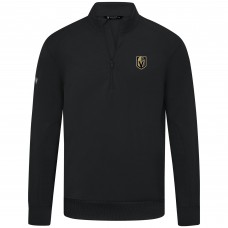 Vegas Golden Knights Levelwear Black Upright Tri-Blend Quarter-Zip Pullover