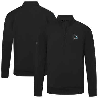 San Jose Sharks Levelwear Black Upright Tri-Blend Quarter-Zip Pullover