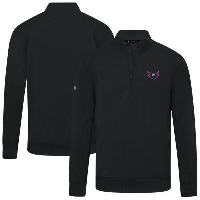 Washington Capitals Levelwear Black Upright Tri-Blend Quarter-Zip Pullover